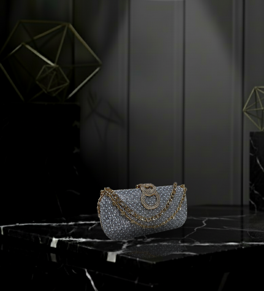 Crystal Encrusted Hard-Case Clutch ✨