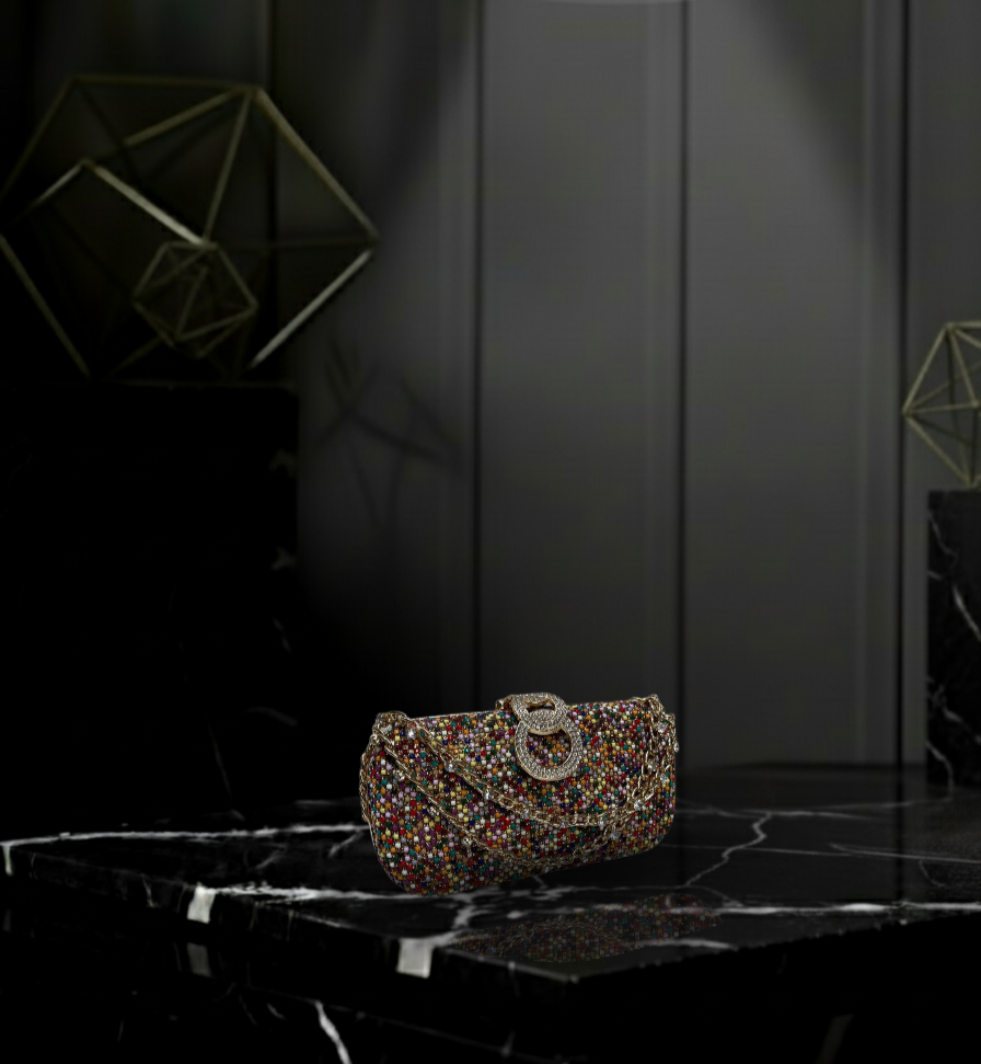 Crystal Encrusted Hard-Case Clutch ✨