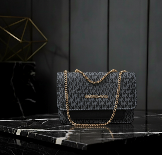 Michael Kors Signature Logo Flap Crossbody with Gold Chain 🔗