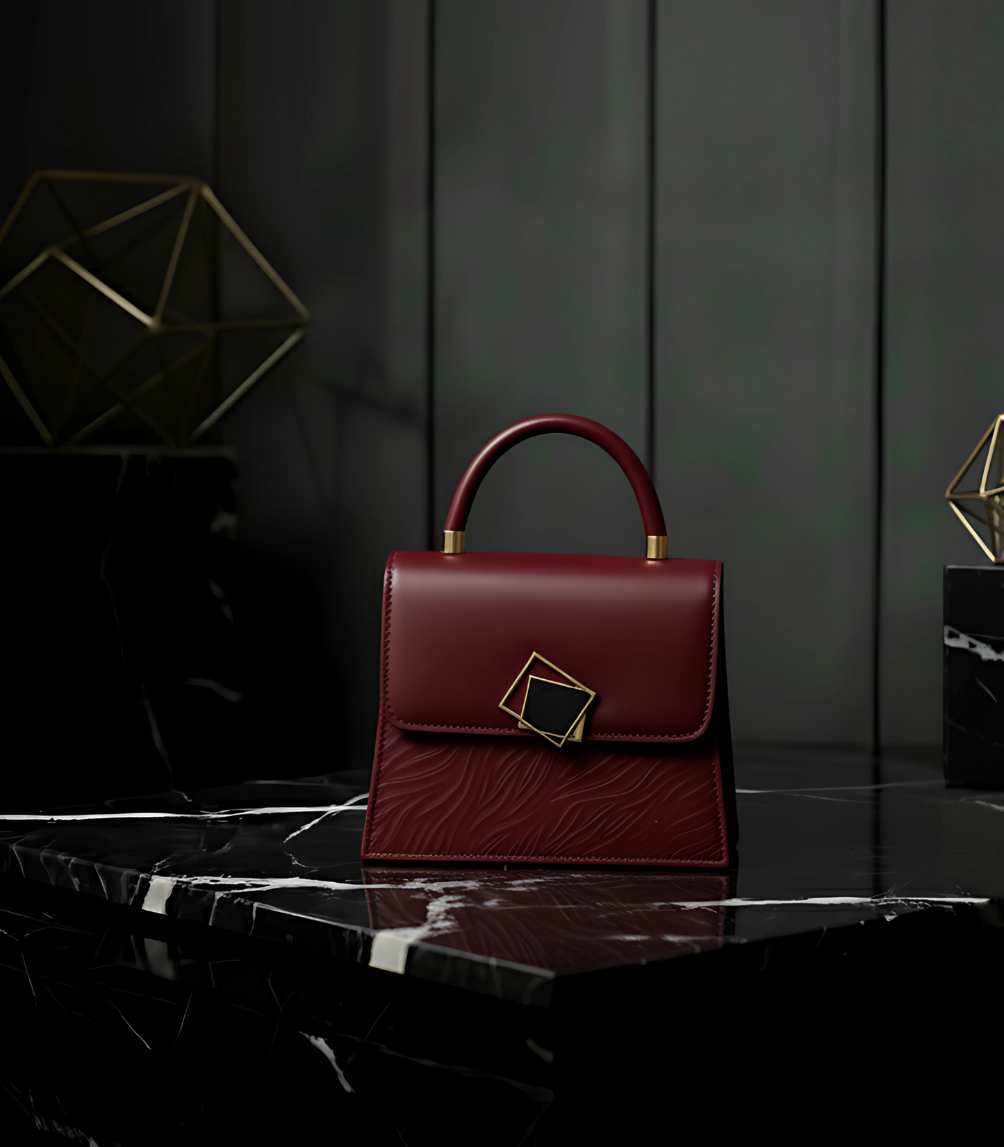 Aurelia Luxe Burgundy Top Handle Bag