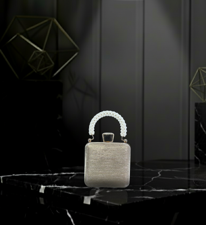 Chic Square Box Clutch with Elegant Pearl-Look Top Handle 💎👜