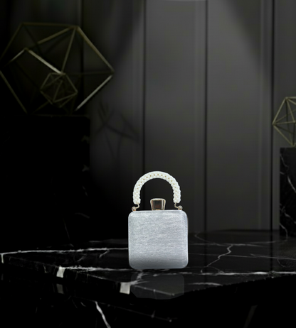 Chic Square Box Clutch with Elegant Pearl-Look Top Handle 💎👜