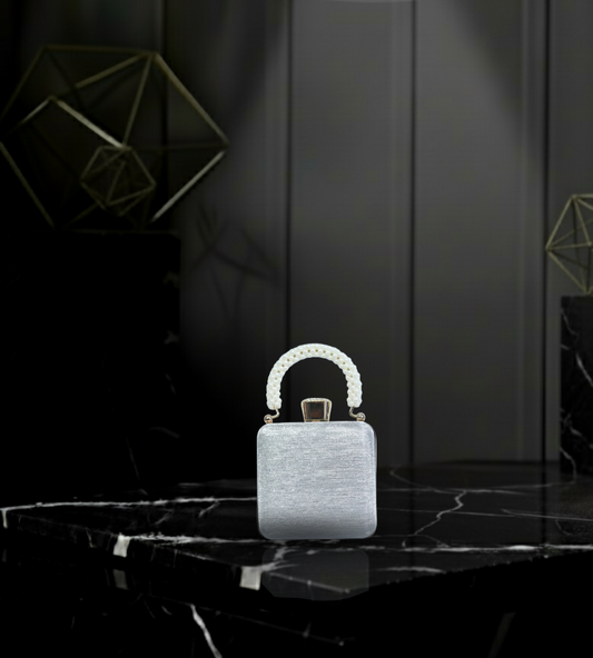 Chic Square Box Clutch with Elegant Pearl-Look Top Handle 💎👜